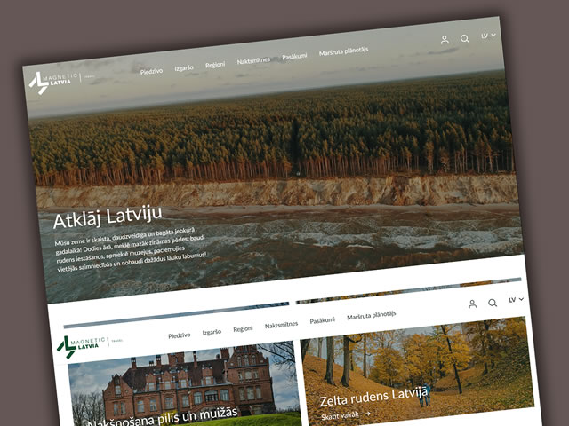 Home page for latvia.travel/lv